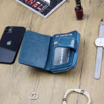 Dámska kožená peňaženka modrá - Gregorio Longia