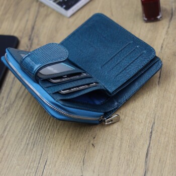 Dámska kožená peňaženka modrá - Gregorio Longia