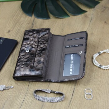Dámska kožená peňaženka šedo/hnedá - Gregorio Sonia