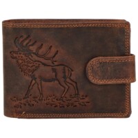 Pánska kožená peňaženka s motívom jeleňa, hnedá
