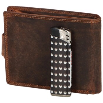 Pánska kožená peňaženka s motívom jeleňa, hnedá