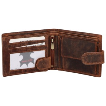 Pánska kožená peňaženka s motívom jeleňa, hnedá
