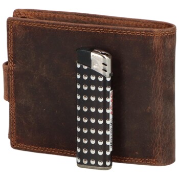 Pánska kožená peňaženka s motívom medveďa, hnedá