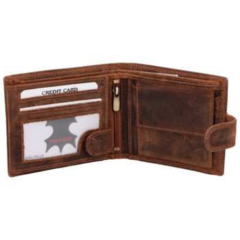 Pánska kožená peňaženka s motívom medveďa, hnedá
