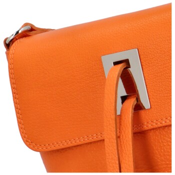 Dámska kožená crossbody kabelka oranžová - ItalY Porta