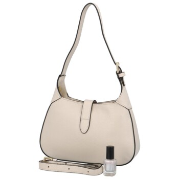 Dámska kožená kabelka cez rameno svetlo béžová - Delami Levellois