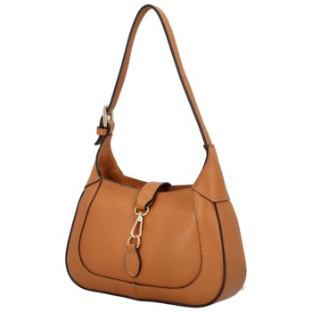 Dámska kožená kabelka cez rameno svetlo hnedá - Delami Levellois