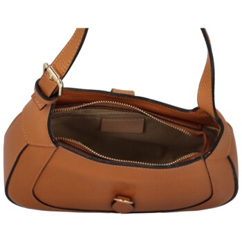 Dámska kožená kabelka cez rameno svetlo hnedá - Delami Levellois