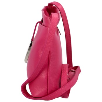 Dámska kožená crossbody kabelka fuchsiová - ItalY Eneta