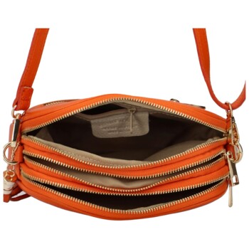 Dámska kožená crossbody kabelka oranžová - ItalY Prianna G