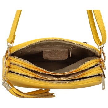 Dámska kožená crossbody kabelka žltá - ItalY Prianna G