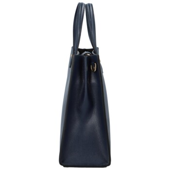 Dámska kožená kabelka do ruky tmavo modrá - Delami Silvia