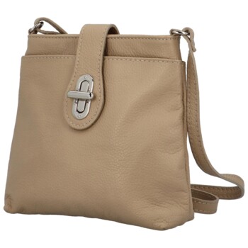 Dámska kožená crossbody kabelka tmavo béžová - ItalY Laira