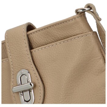 Dámska kožená crossbody kabelka tmavo béžová - ItalY Laira