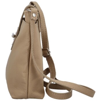 Dámska kožená crossbody kabelka tmavo béžová - ItalY Laira