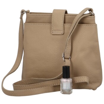Dámska kožená crossbody kabelka tmavo béžová - ItalY Laira
