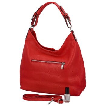 Dámska kožená kabelka červená - ItalY Inpelle