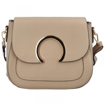 Dámska kožená crossbody kabelka svetlá taupe - ItalY Pretty