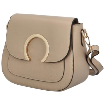 Dámska kožená crossbody kabelka svetlá taupe - ItalY Pretty