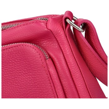 Dámska kožená crossbody kabelka fuchsiová - ItalY Bandit