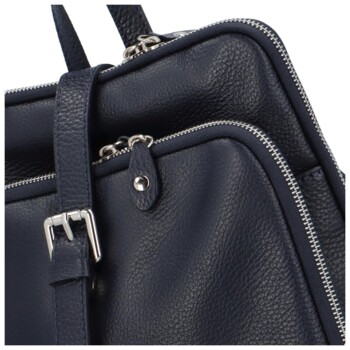 Dámsky kožený batoh kabelka tmavomodrý - Delami Fifa