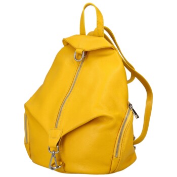 Dámsky kožený batoh žltý - ItalY Marnos