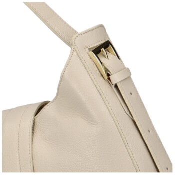 Dámska kožená kabelka cez rameno svetlo béžová - Delami Denni