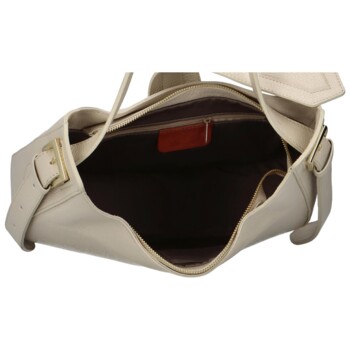 Dámska kožená kabelka cez rameno svetlo béžová - Delami Denni