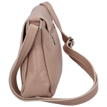Dámska kožená crossbody kabelka bledo ružová - Delami Bewerly