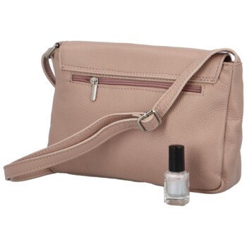 Dámska kožená crossbody kabelka bledo ružová - Delami Bewerly
