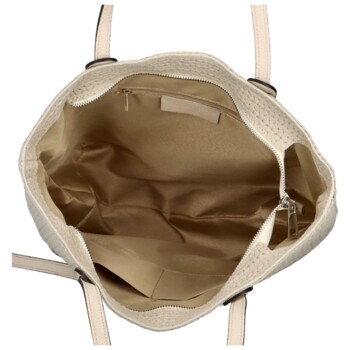 Dámska originálna kožená kabelka svetlo béžová - ItalY Drue Two