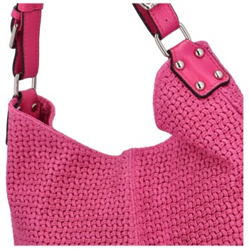 Dámska kožená kabelka fuchsiová - ItalY Inpelle Pattern