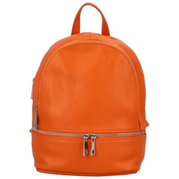 Dámsky kožený batôžtek kabelka oranžový - Delami Veren
