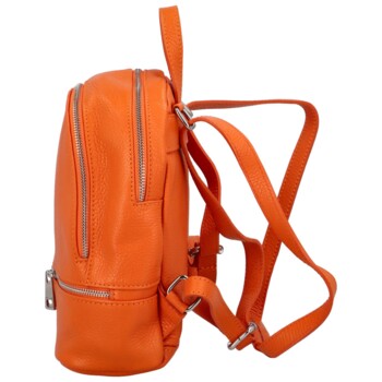 Dámsky kožený batôžtek kabelka oranžový - Delami Veren