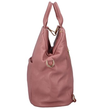 Dámsky kožený batoh kabelka tmavo ružový - Delami Norzeus