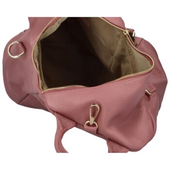 Dámsky kožený batoh kabelka tmavo ružový - Delami Norzeus