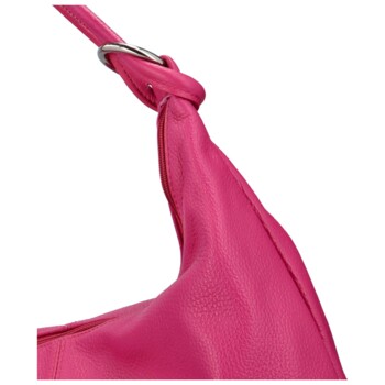 Dámska kožená kabelka cez rameno fuchsiová - Delami Avera