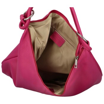 Dámska kožená kabelka cez rameno fuchsiová - Delami Avera