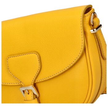 Dámska kožená kabelka cez rameno žltá - ItalY Dreuty