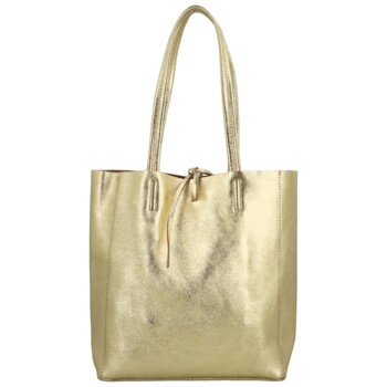 Dámska zlatá kožená kabelka cez rameno - ItalY Noox Lami Two