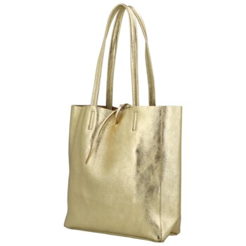 Dámska zlatá kožená kabelka cez rameno - ItalY Noox Lami Two