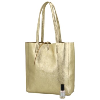 Dámska zlatá kožená kabelka cez rameno - ItalY Noox Lami Two