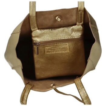 Dámska zlatá kožená kabelka cez rameno - ItalY Noox Lami Two