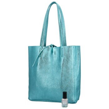 Dámska tyrkysovo modrá kožená kabelka cez rameno - ItalY Noox Lami Two