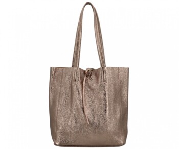 Dámska bronzová kožená kabelka cez rameno - ItalY Noox Lami Two