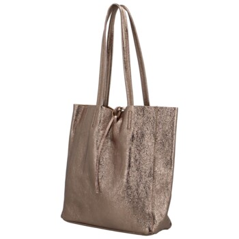 Dámska bronzová kožená kabelka cez rameno - ItalY Noox Lami Two