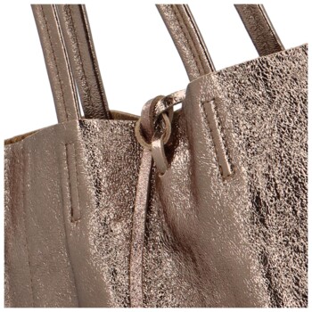 Dámska bronzová kožená kabelka cez rameno - ItalY Noox Lami Two
