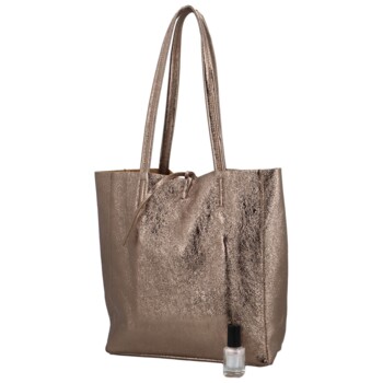 Dámska bronzová kožená kabelka cez rameno - ItalY Noox Lami Two