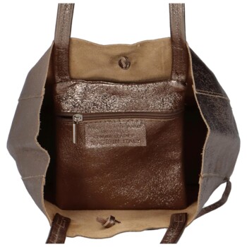 Dámska bronzová kožená kabelka cez rameno - ItalY Noox Lami Two