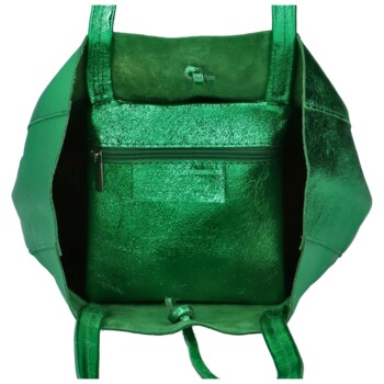 Dámska zelená kožená kabelka cez rameno - ItalY Noox Lami Two